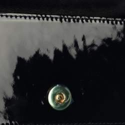 Pre Owned Moschino Navy Blue Patent Leather Flap Crossbody Bag