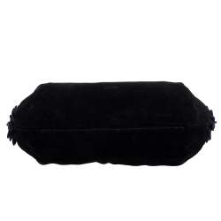 Pre Owned Moschino Black/Blue Suede and Fabric Bow Embellished Satchel