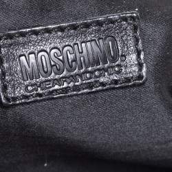 Pre Owned Moschino Black/Blue Suede and Fabric Bow Embellished Satchel