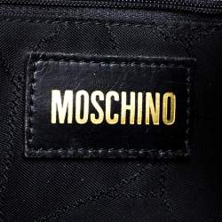 Pre Owned Moschino Black Nylon Logo Flap Backpack