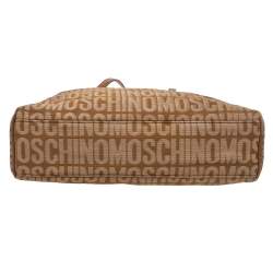 Pre Owned Moschino Brown Signature Canvas Zip Bowler Bag