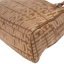 Pre Owned Moschino Brown Signature Canvas Zip Bowler Bag