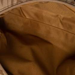 Pre Owned Moschino Brown Signature Canvas Zip Bowler Bag