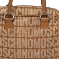Pre Owned Moschino Brown Signature Canvas Zip Bowler Bag