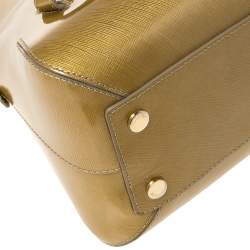 Pre Owned Moschino Gold Patent Leather Satchel