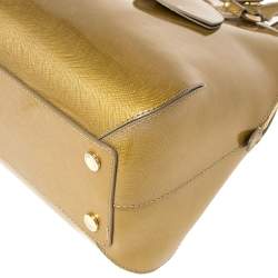 Pre Owned Moschino Gold Patent Leather Satchel