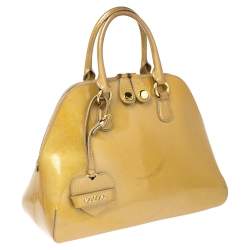 Pre Owned Moschino Gold Patent Leather Satchel