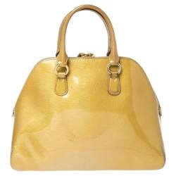 Pre Owned Moschino Gold Patent Leather Satchel