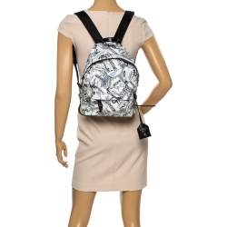 Pre Owned Moschino Multicolor Printed Coated Canvas Front Pocket Backpack