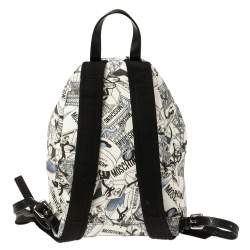 Pre Owned Moschino Multicolor Printed Coated Canvas Front Pocket Backpack