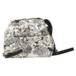 Pre Owned Moschino Multicolor Printed Coated Canvas Front Pocket Backpack
