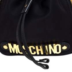 Pre Owned Moschino Black Nylon and Leather Bucket Bag