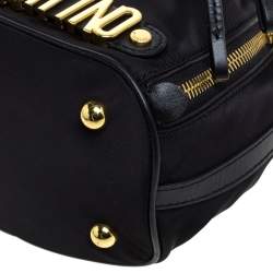 Pre Owned Moschino Black Nylon and Leather Bucket Bag