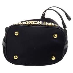 Pre Owned Moschino Black Nylon and Leather Bucket Bag