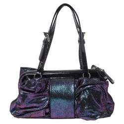 Pre Owned Moschino Holographic Iridescent Leather Satchel