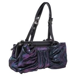 Pre Owned Moschino Holographic Iridescent Leather Satchel
