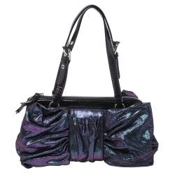 Pre Owned Moschino Holographic Iridescent Leather Satchel