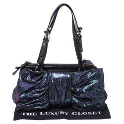 Pre Owned Moschino Holographic Iridescent Leather Satchel