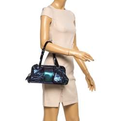 Pre Owned Moschino Holographic Iridescent Leather Satchel
