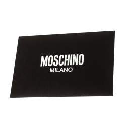 Pre Owned Moschino Beige Leather Logo Plaque Tote