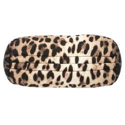Moschino Brown Leopard Print Satin Flap Shoulder Bag