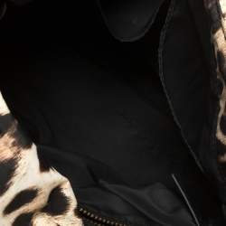 Moschino Brown Leopard Print Satin Flap Shoulder Bag