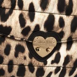 Moschino Brown Leopard Print Satin Flap Shoulder Bag