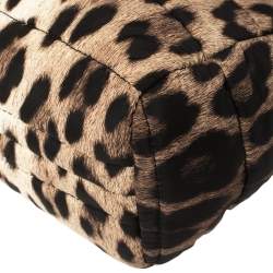 Moschino Brown Leopard Print Satin Flap Shoulder Bag