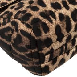 Moschino Brown Leopard Print Satin Flap Shoulder Bag