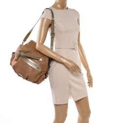 Pre Owned Moschino Brown/Green Patent and Leather Kisslock Frame Shoulder Bag