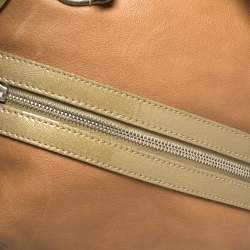 Pre Owned Moschino Brown/Green Patent and Leather Kisslock Frame Shoulder Bag