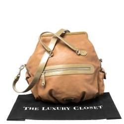 Pre Owned Moschino Brown/Green Patent and Leather Kisslock Frame Shoulder Bag