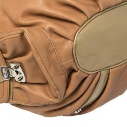 Pre Owned Moschino Brown/Green Patent and Leather Kisslock Frame Shoulder Bag