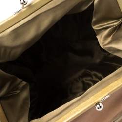 Pre Owned Moschino Brown/Green Patent and Leather Kisslock Frame Shoulder Bag