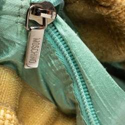 Pre Owned Moschino Cream Woven Straw Ruffle Frame Bag