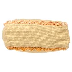 Pre Owned Moschino Cream Woven Straw Ruffle Frame Bag