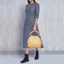 Pre Owned Moschino Cream Woven Straw Ruffle Frame Bag