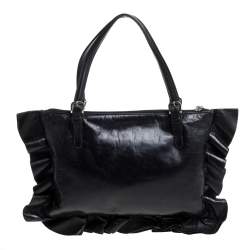 Pre Owned Moschino Black Leather Tote  