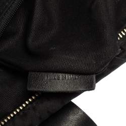 Pre Owned Moschino Black Signature Canvas And Leather Heart Zip Shoulder Bag