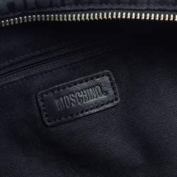 Pre Owned Moschino Black Signature Canvas And Leather Heart Zip Shoulder Bag