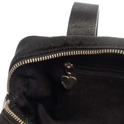 Pre Owned Moschino Black Signature Canvas And Leather Heart Zip Shoulder Bag