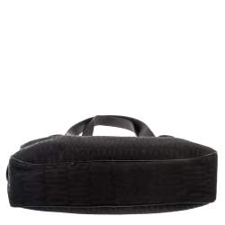 Pre Owned Moschino Black Signature Canvas And Leather Heart Zip Shoulder Bag