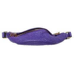 Pre Owned Moschino Purple Embossed Leather Chain Belt Bag