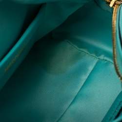 Pre Owned Moschino Turquoise/Yellow Leather Logo Charm Satchel