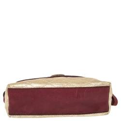 Pre Owned Moschino Shimmery Gold Suede and Leather Shoulder Bag