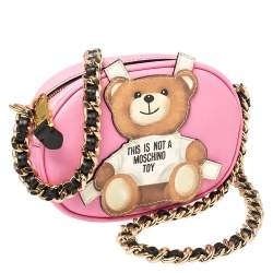 Pre Owned Moschino Pink Coated Canvas Toy Crossbody Bag