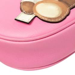 Pre Owned Moschino Pink Coated Canvas Toy Crossbody Bag