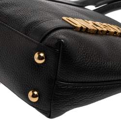 Moschino Black Grain Leather Side Logo Detail Tote 