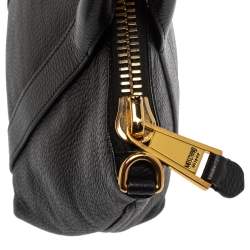 Moschino Black Grain Leather Side Logo Detail Tote 
