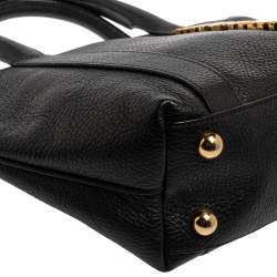 Moschino Black Grain Leather Side Logo Detail Tote 